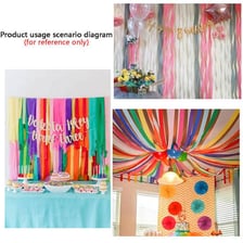 Colorful crepe-paper streamers hanging as party decorations.