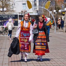 A person in Sofia with recognizable Bulgarian city surroundings.