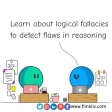 An educational illustration showing a flawed line of reasoning.