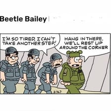 Beetle Bailey, the comic-strip soldier in uniform.