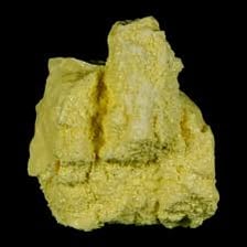 Bright yellow sulfur crystals in a mineral specimen