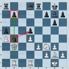 A chess player studying the board and planning a move.
