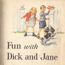Illustration of Spot, the dog from the Dick and Jane primers