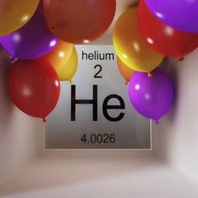 A periodic-table tile for helium labeled He and atomic number 2.