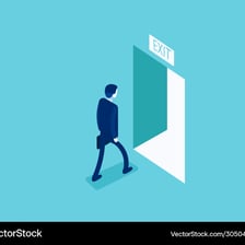 A person moving away through an open gate.