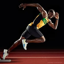 Usain Bolt competing in a sprint race