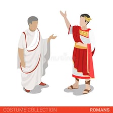 An illustration of a Roman greeting Caesar