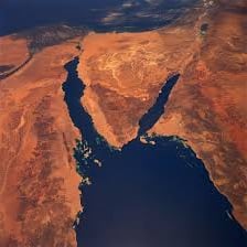 A satellite view or landscape of Egypt’s Sinai Peninsula.