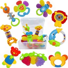 A colorful rattle designed for an infant