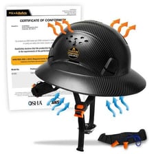 A workplace safety inspector wearing a hard hat.