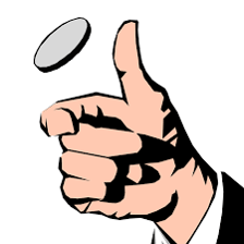 A coin spinning in the air during a toss