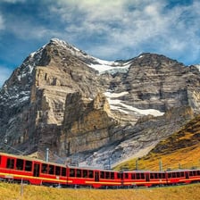 The Jungfrau mountain rising above the Swiss Alps.