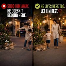 A person gesturing for an animal to go away