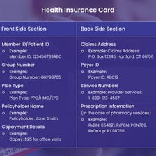 A medical insurance card representing a health maintenance organization.