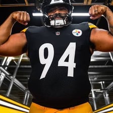 A Pittsburgh Steelers football player wearing the team uniform.