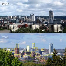A view of the Leeds city skyline in Yorkshire