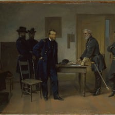 Historical portraits of Robert E. Lee and Ulysses S. Grant.