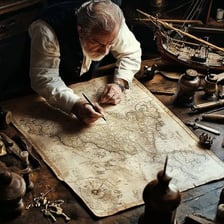 A cartographer drawing an updated map.