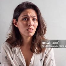 Person displaying a fearful expression