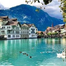 The Aare River flowing through the Swiss city of Bern