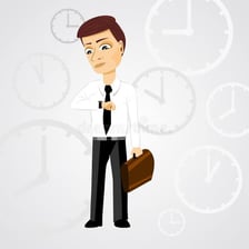 A person looking at a clock to indicate the present moment
