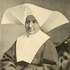 A nun or historical figure wearing a cloth wimple around the head and neck