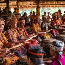 Members of a tribal community gathered together