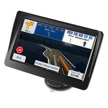 A GPS screen displaying a suggested driving route.