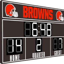 A football scoreboard displaying Cleveland Browns game information