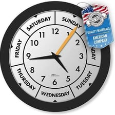 An analog clock indicating a particular hour