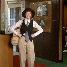 Diane Keaton appearing as Annie Hall in the film Annie Hall.