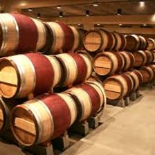 Wine barrels used for aging wine.