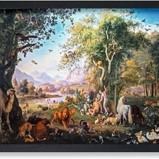 An artistic depiction of the biblical Garden of Eden