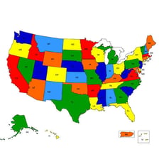 A map of the United States divided into its individual states.