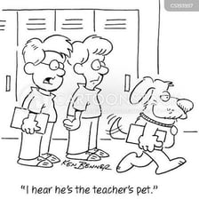 A classroom illustration showing a teacher’s favored student.
