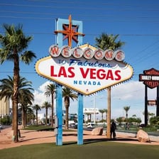 A recognizable Las Vegas skyline and sign