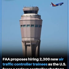 Air traffic control tower associated with the Federal Aviation Administration