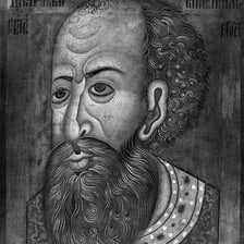A historical portrait depicting Ivan IV, known as Ivan the Terrible.