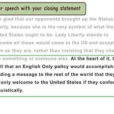 A speaker delivering the final statement in a debate.