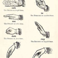 A musical teaching illustration showing the solfège sequence do, re, mi