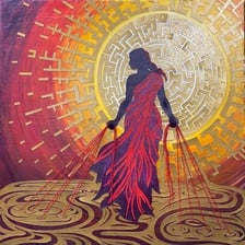 Artwork depicting Ariadne from the Greek myth of the Labyrinth.