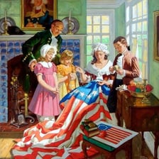 Portrait of Betsy Ross with an American flag