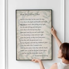 A page displaying the opening line How do I love thee from Browning’s sonnet