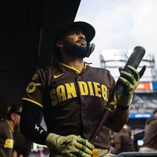 San Diego Padres players on a baseball field