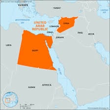 A historical map showing the United Arab Republic of Egypt and Syria.