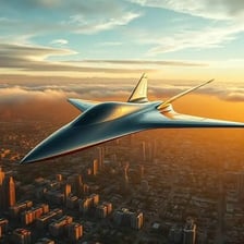 A supersonic jet producing a visible shock-wave effect