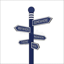 A simple scene showing two contrasting locations or directions