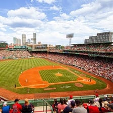 Boston Red Sox players on a baseball field