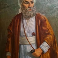 A formal depiction of a Middle Eastern emir in traditional attire.