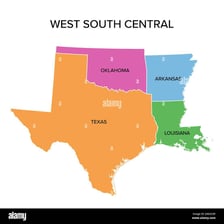 A map showing Oklahoma directly north of Texas.